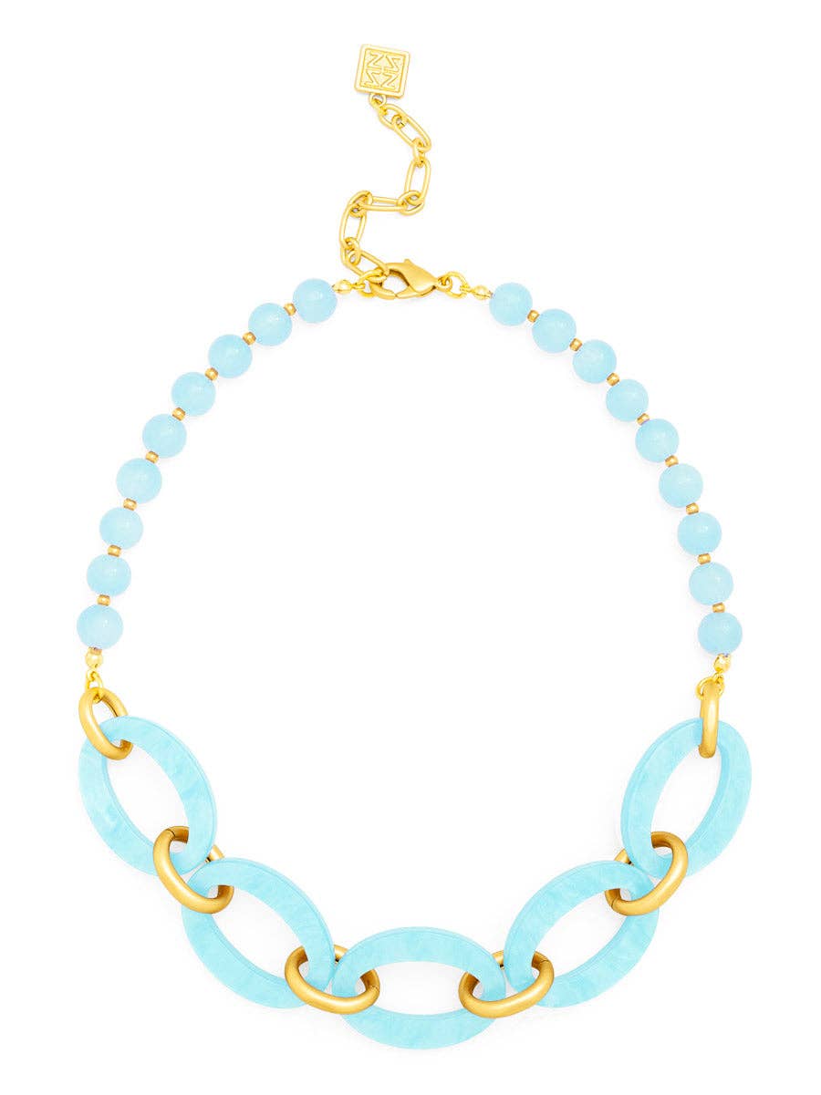 Resin Glassbead Oval Link Collar Necklace