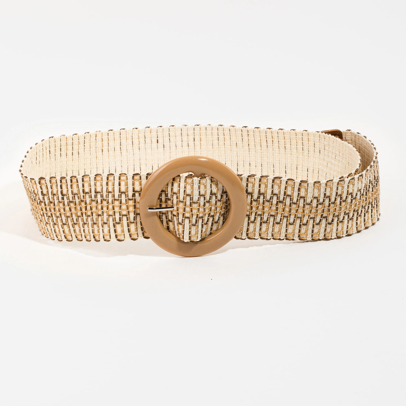 Round Buckle Braided Belt