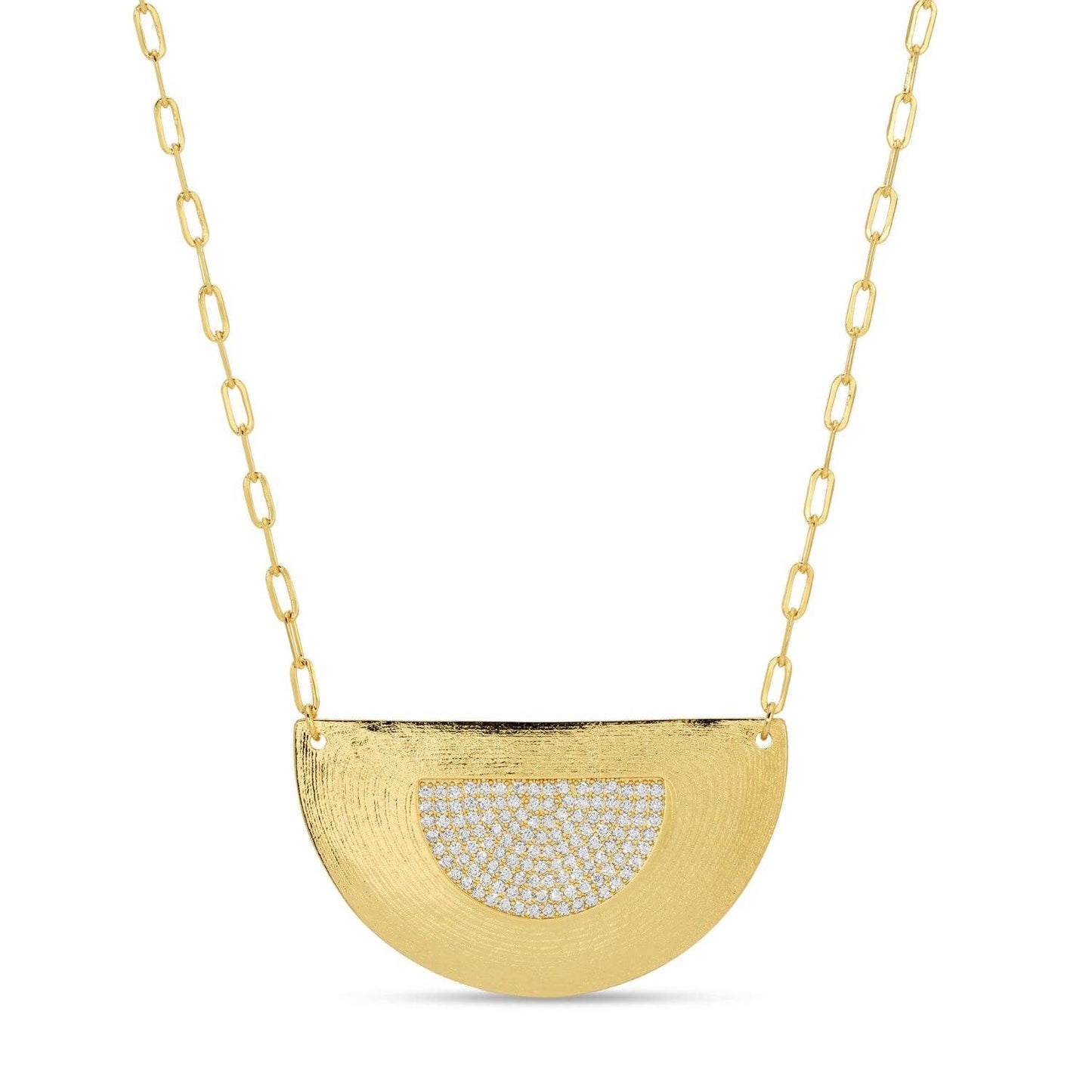 Pave Accented Semi-Circle Statement Necklace
