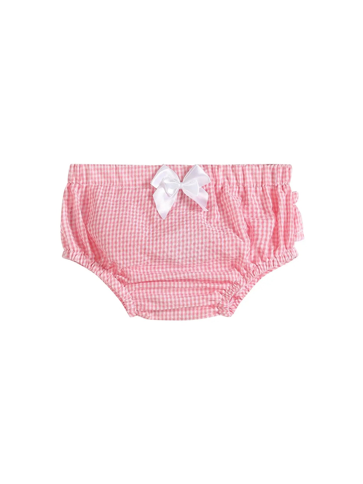 Pink Seersucker Cotton Baby Bloomers