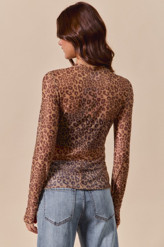 Leopard Sheer Mesh Long Sleeve