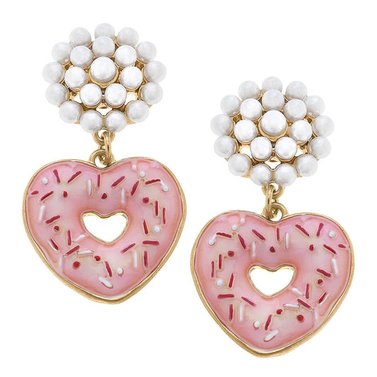 Pendientes de donut con forma de corazón