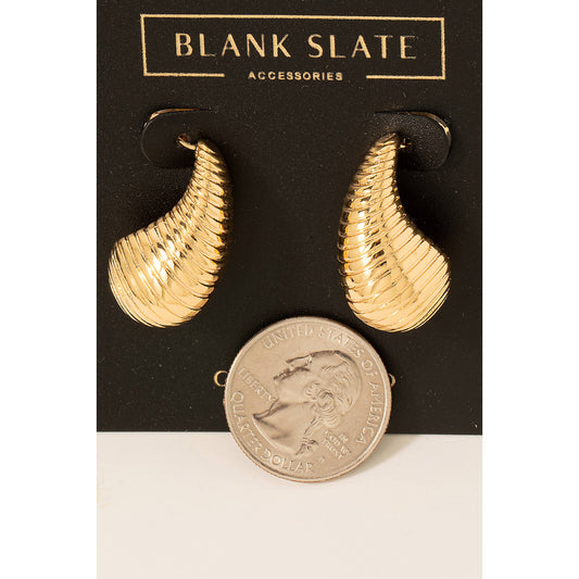 Gold Dipped Ribbed Teardrop Earrings