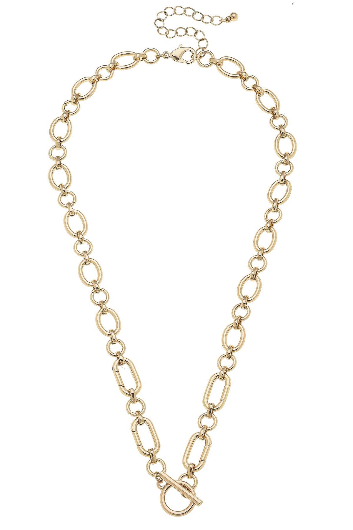 Sasha Toggle Front Charm Necklace Base in Shiny Gold