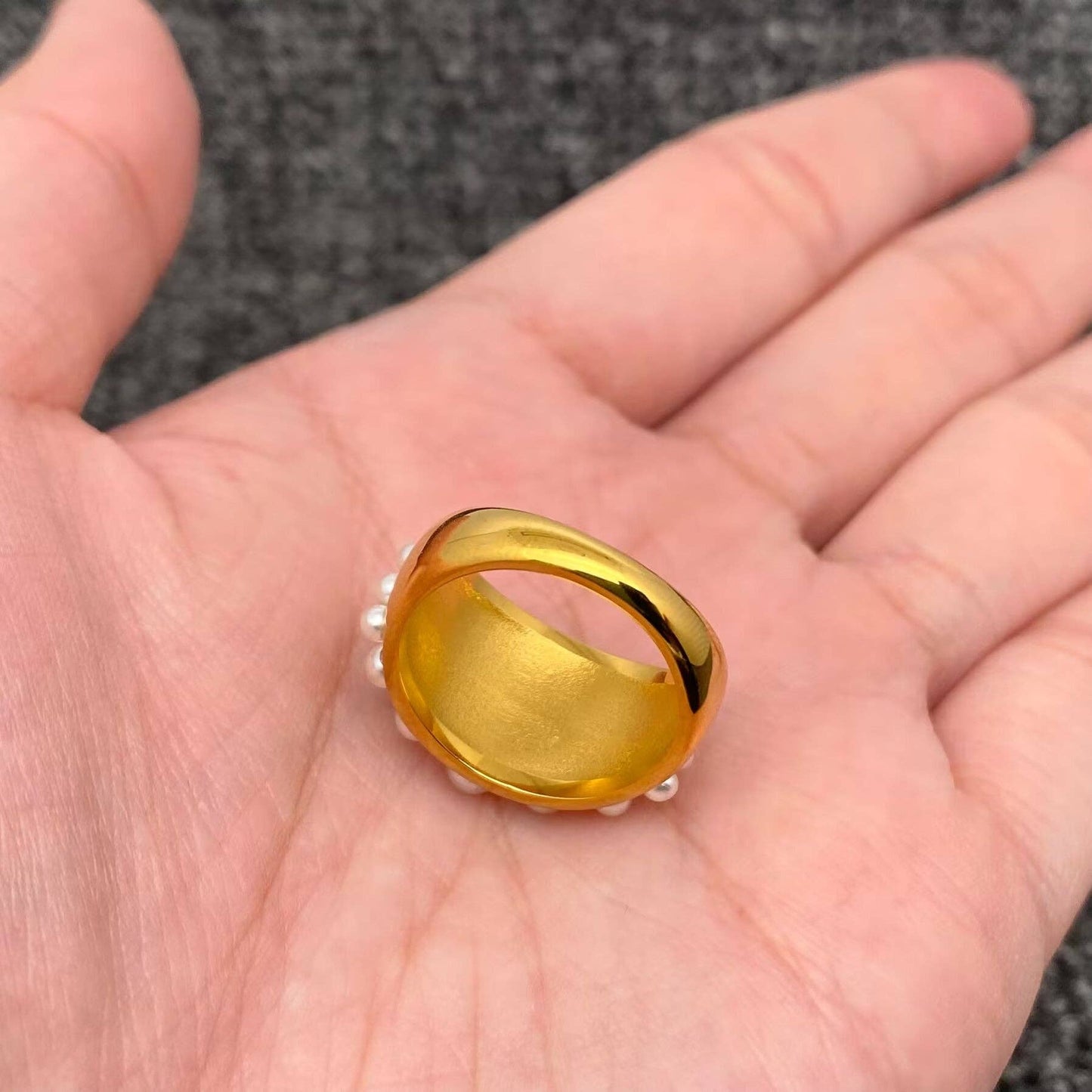 Pearls & CZ 18K Gold Plated Ring