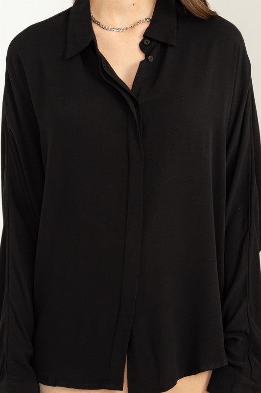 Black Always Chic & Simple Oversized Shirt