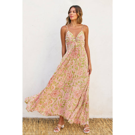 Lilly Bloom Pleated Maxi Dres