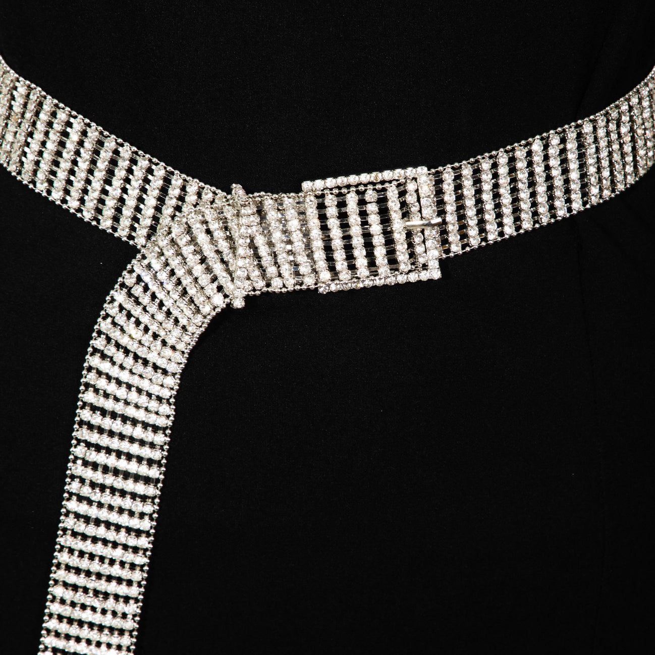 Silver Rhinestone Chain Belt
