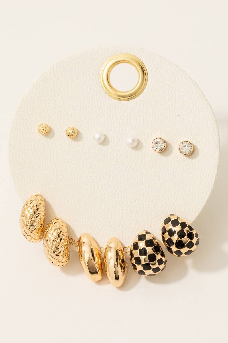 Mixed Huggie And Stud Earrings Set