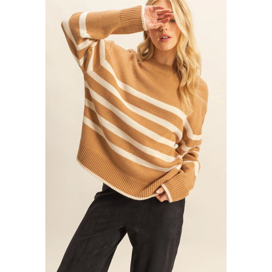 Toffee Stripe Knit Sweater