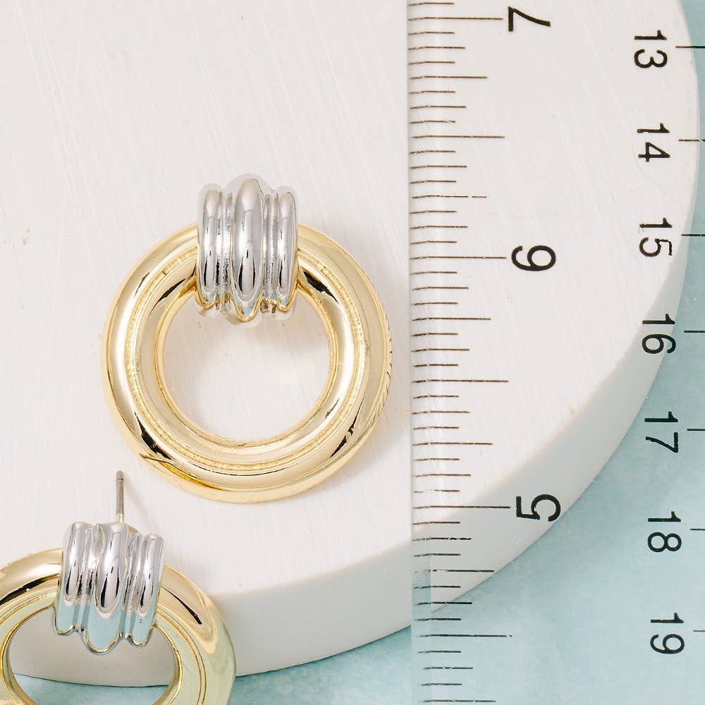 Gold Dipped Two Tone Door Knocker Earrings