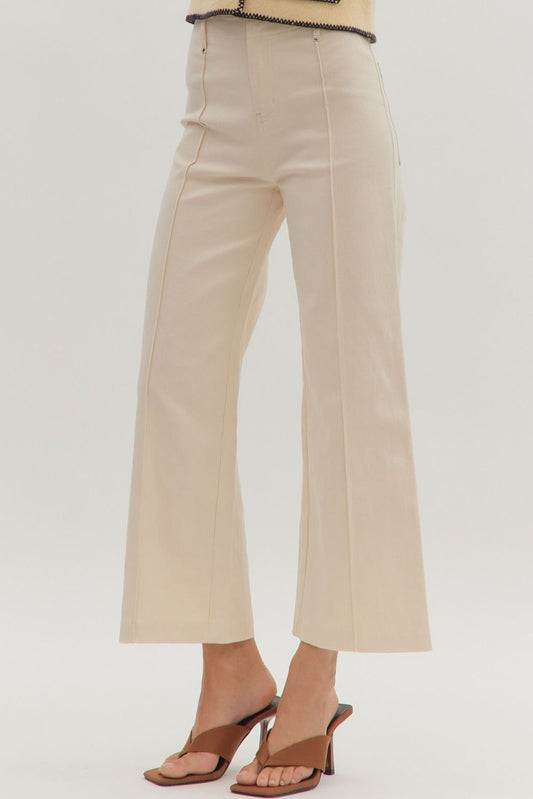 Ecru Wide Leg Trousers