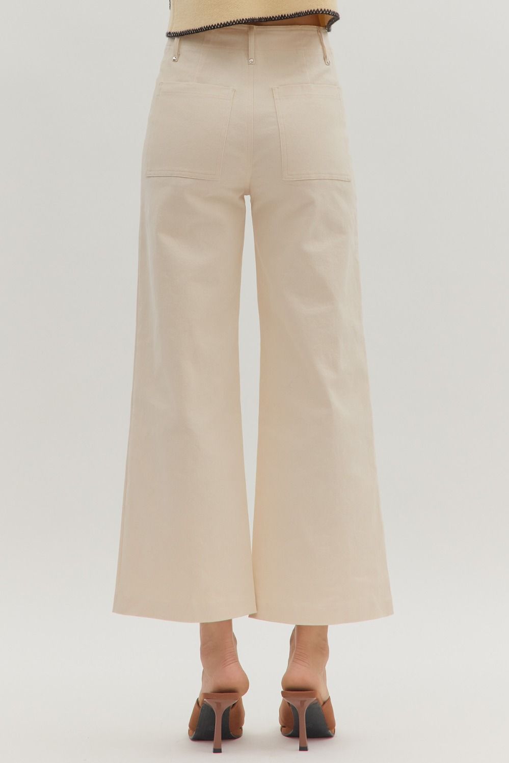 Ecru Wide Leg Trousers