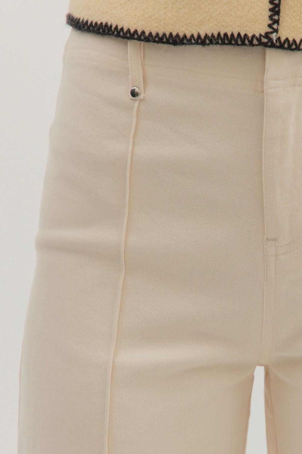 Ecru Wide Leg Trousers