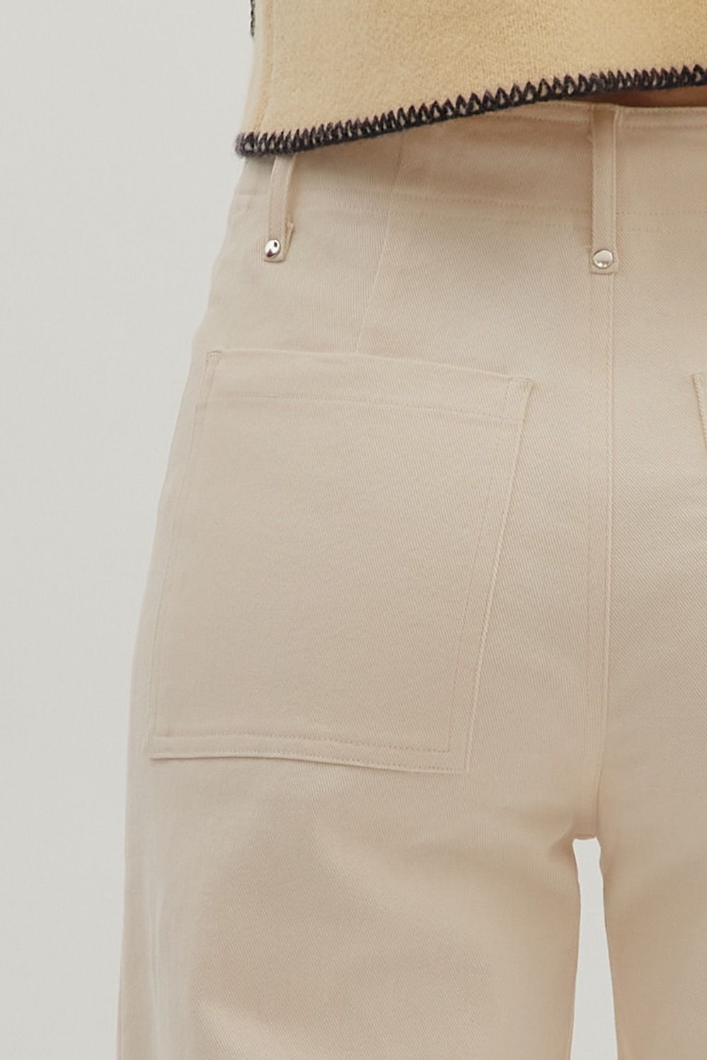 Ecru Wide Leg Trousers