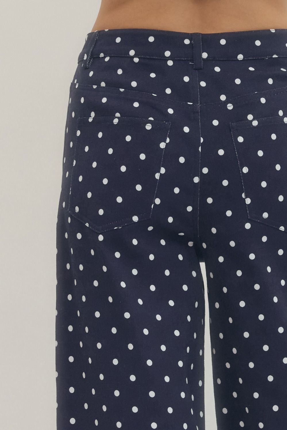 Navy Polka Dot Wide Leg Pants