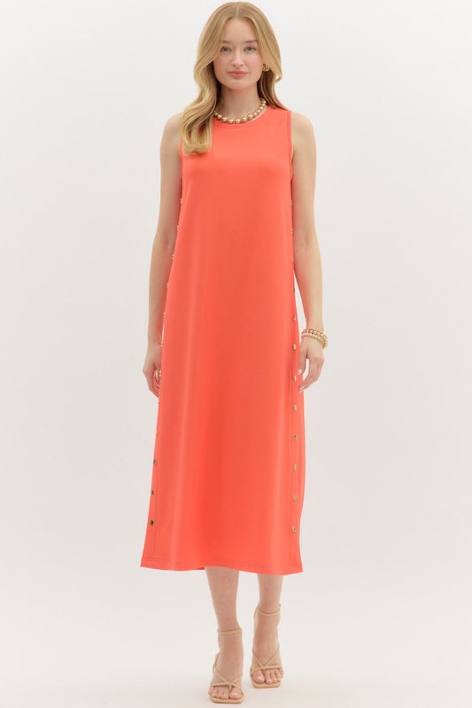 Coral Crush Midi Dress
