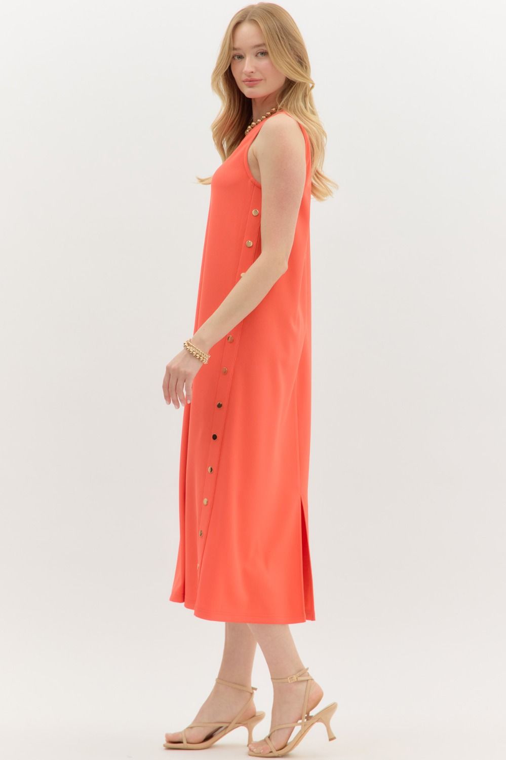 Coral Crush Midi Dress