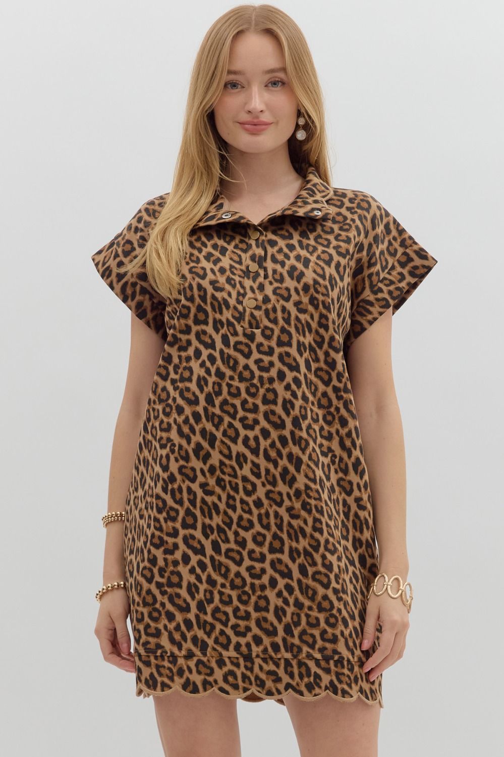 Scalloped & Spotted Mini Dress