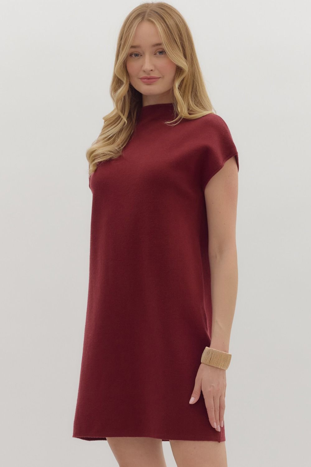 Camille Burgundy Mini Sweater Dress