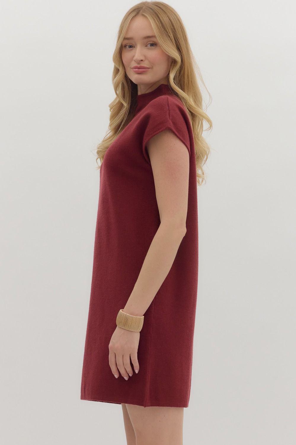 Camille Burgundy Mini Sweater Dress