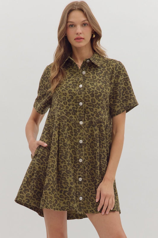 Loretta Olive Denim Dress