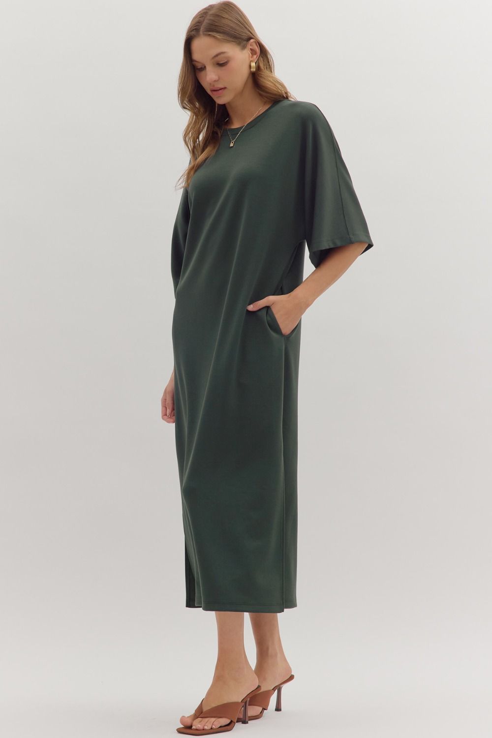Emerald Serene Midi Dresss