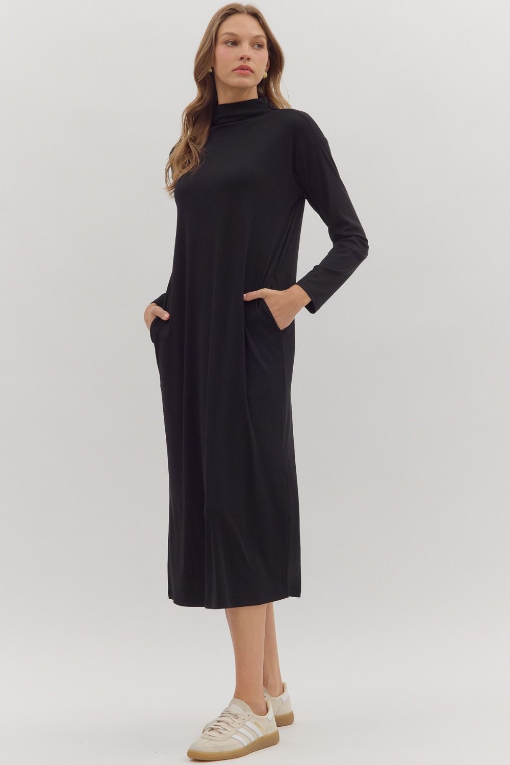 Sleek Essential Mockneck Midi Dress