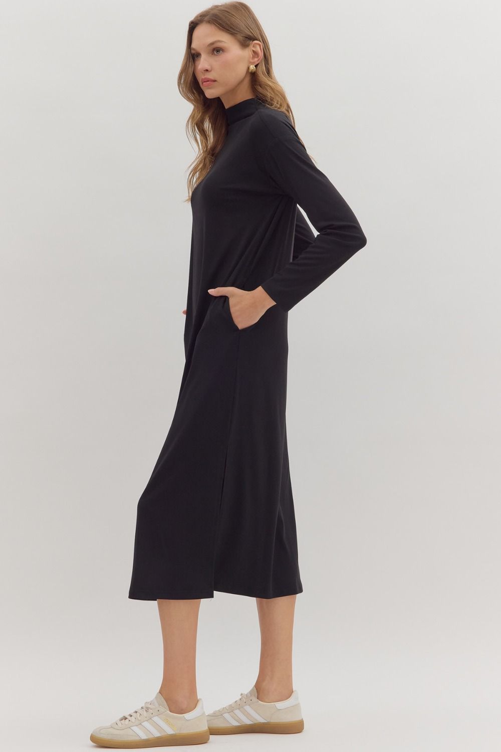 Sleek Essential Mockneck Midi Dress