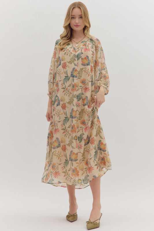 Blaire Botanical Midi Dress