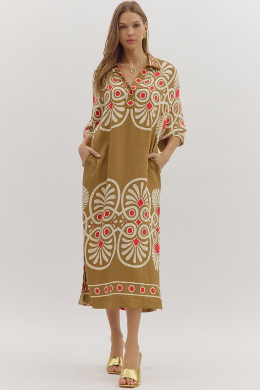 Sabrina Golden Midi Dress