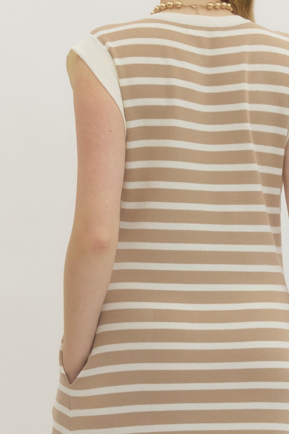 Alice Taupe Striped Knit Maxi Dress