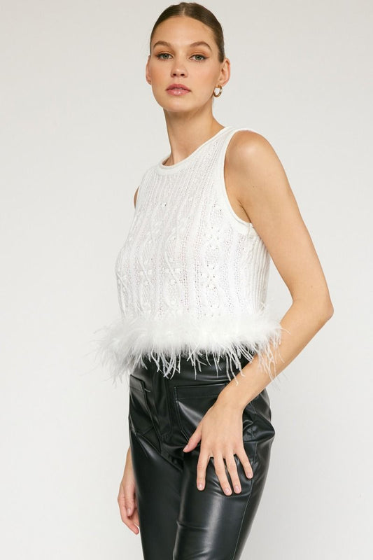 Feathered Frost Knit Tank
