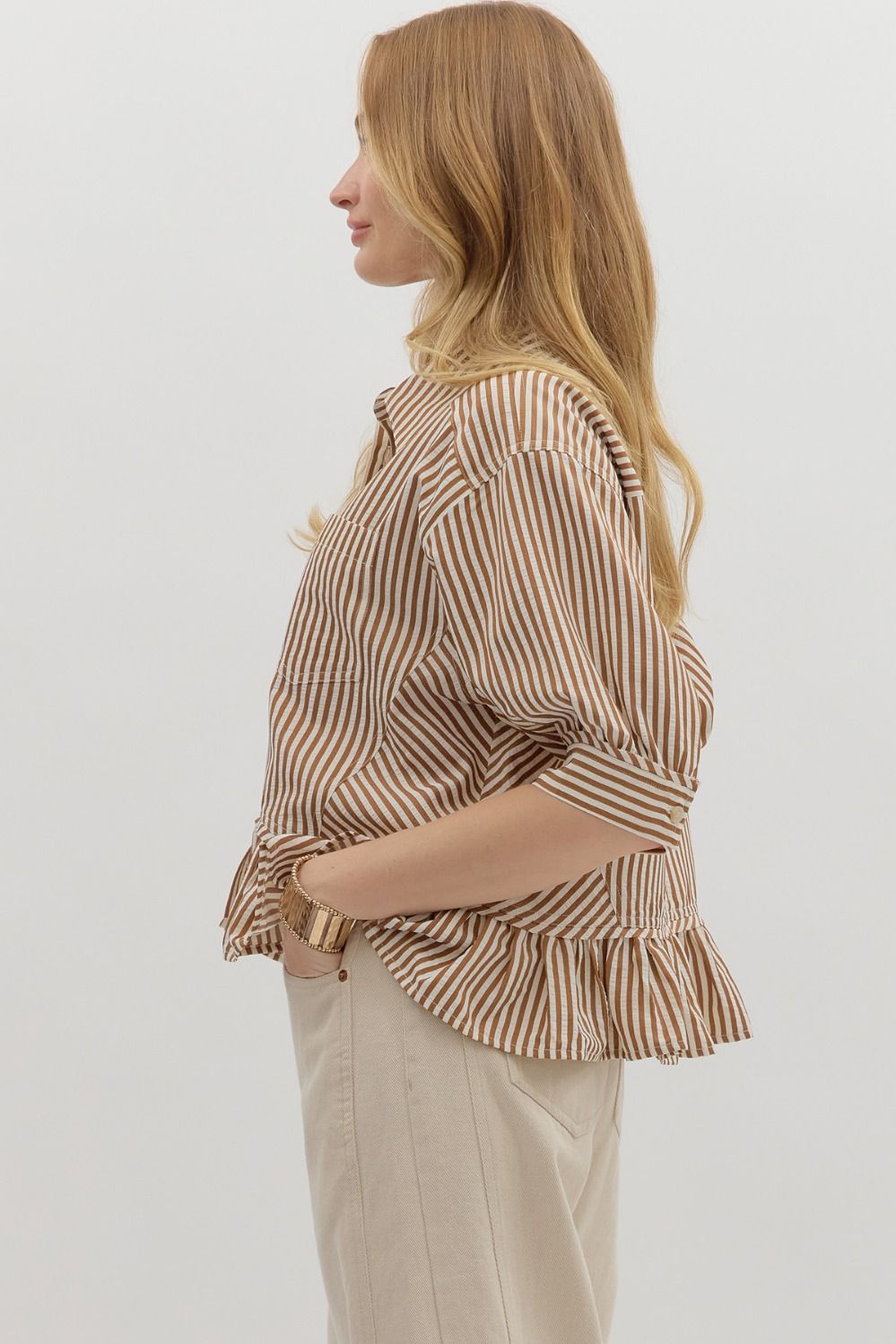 Caramel Latte Ruffle Blouse