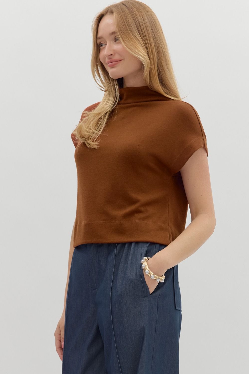 Rust Mock Neck Pullover