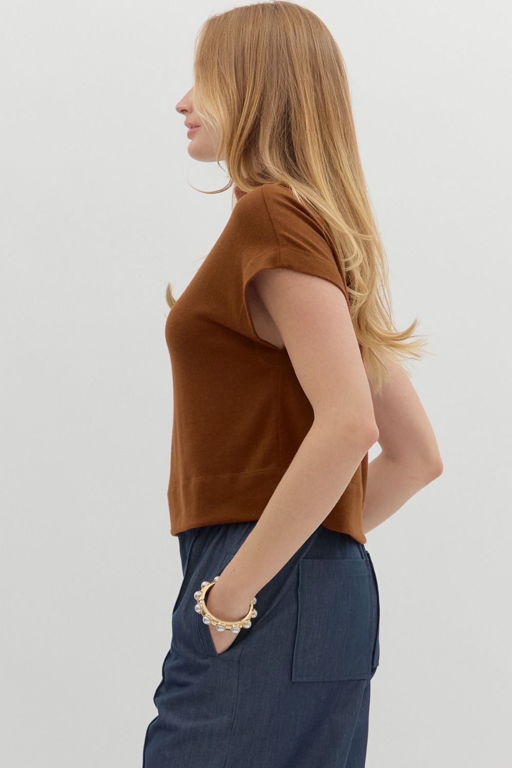 Rust Mock Neck Pullover
