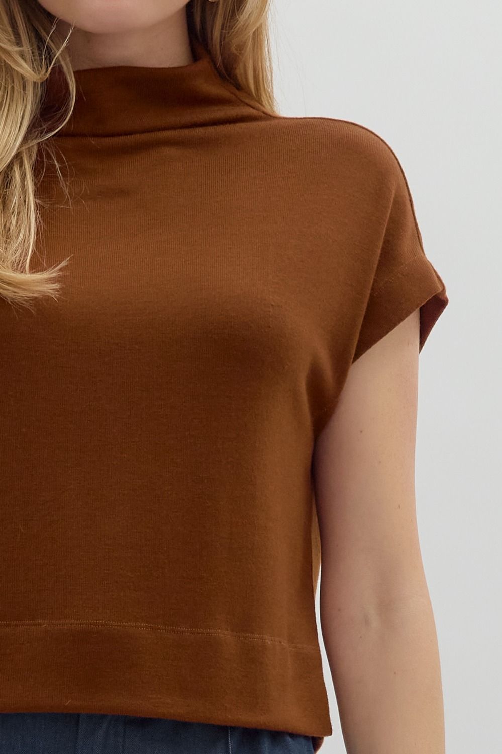 Rust Mock Neck Pullover