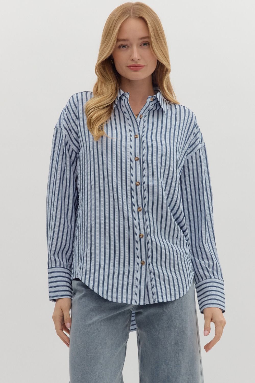 Tully Stripe Button Up Blouse