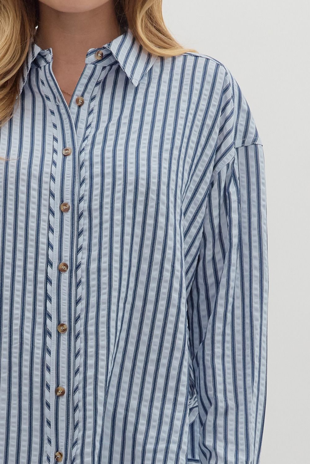 Tully Stripe Button Up Blouse