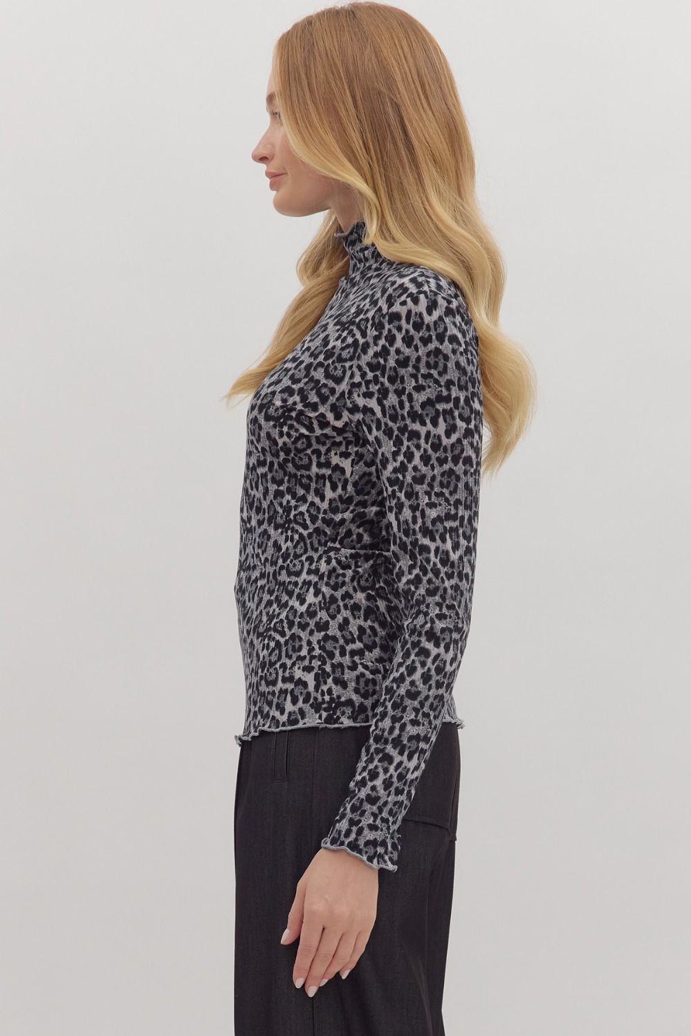 Snow Leopard Mockneck Top