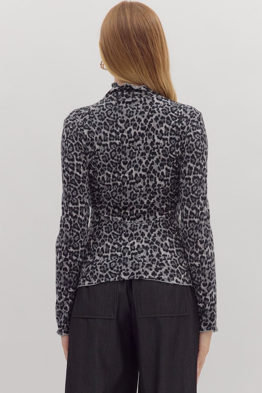 Snow Leopard Mockneck Top