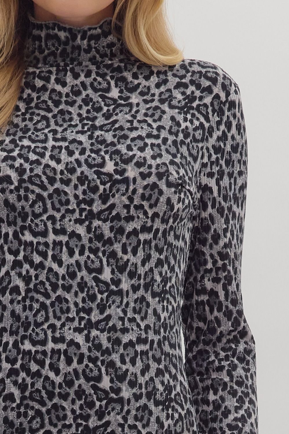 Snow Leopard Mockneck Top