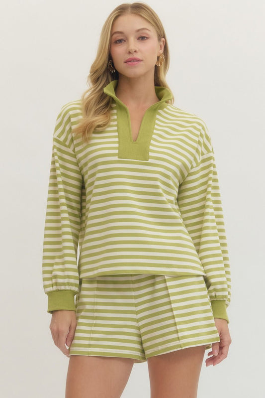Matcha Stripe Lounge Pullover