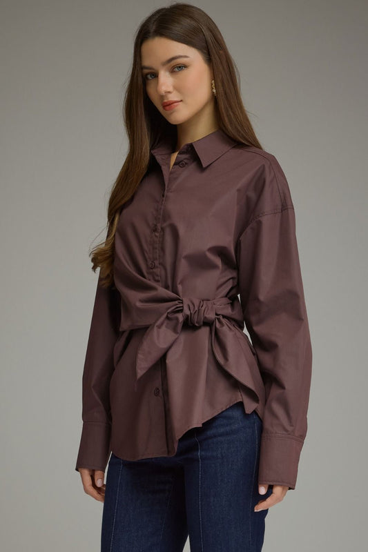 Espresso Affair Tie Blouse