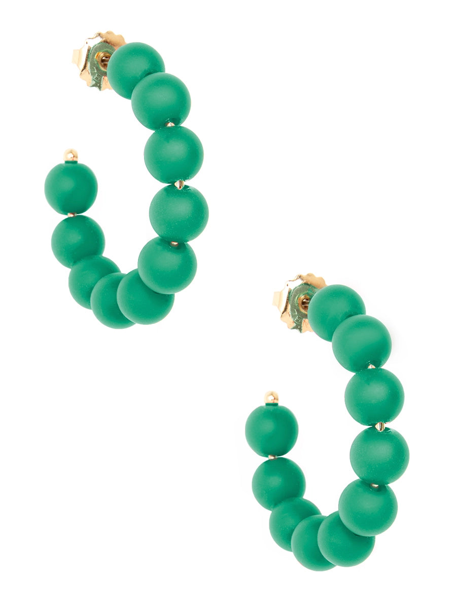Matte Beaded Hoop Earrings