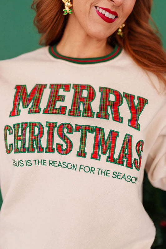 Merry Christmas Tartan Plaid Tunic Sweatshirt