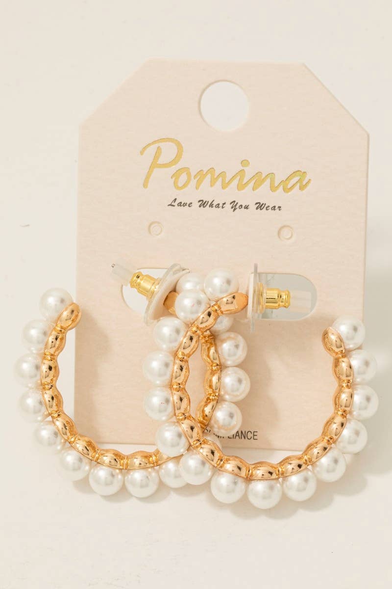 Pearl Beaded Hoop Earrings