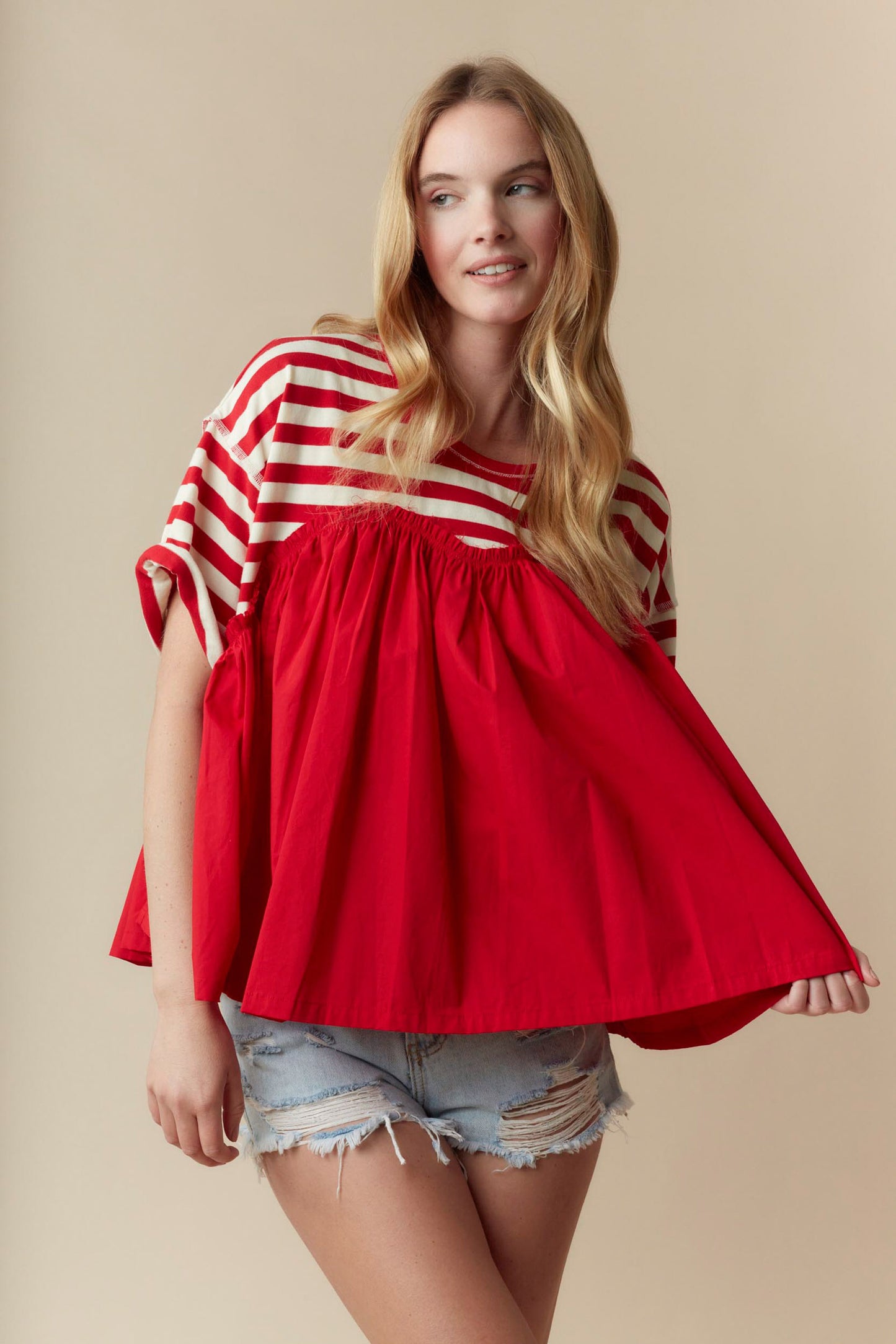 Red Sweetheart Baby Doll Top