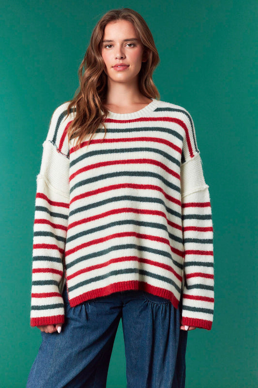 Classic Holiday Stripe Knit Sweater