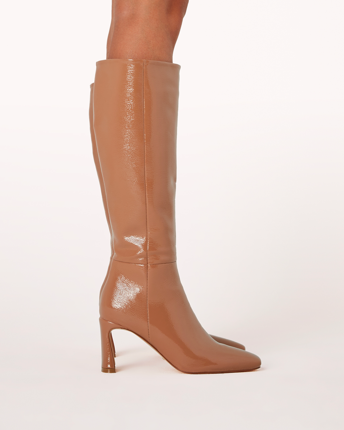 Yasmeen Toffee Crinkle Patent Boots